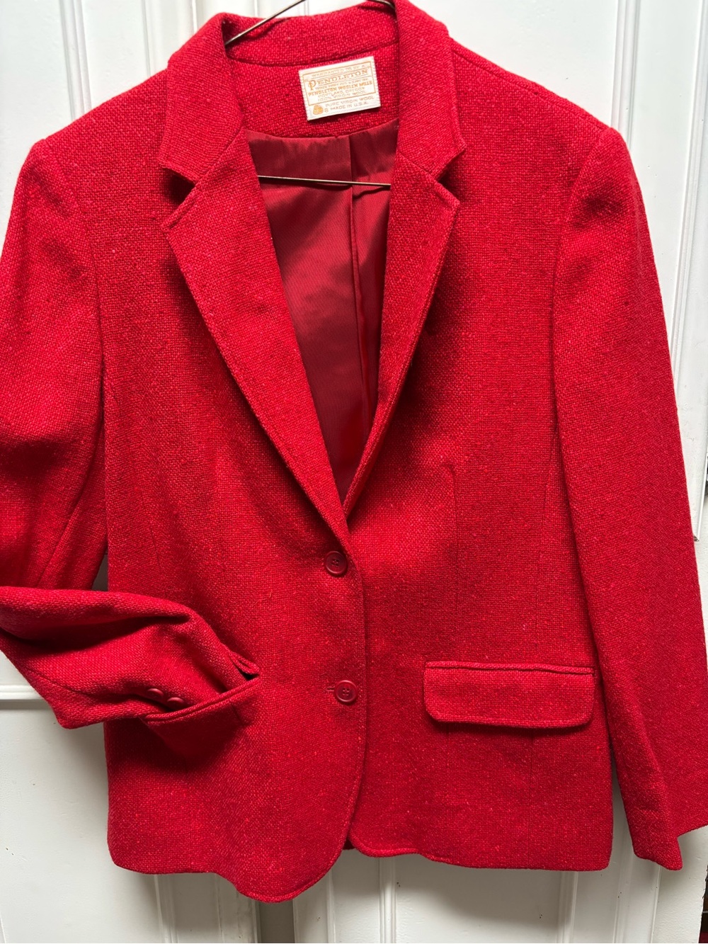 Vintage Pendleton Red Wool lined Women’s Blazer size 10, pre loved with 2 pocket